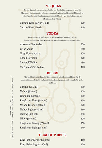 Menu Of Punchin Hotel Cama Chandigarh Chandigarh Eazydiner