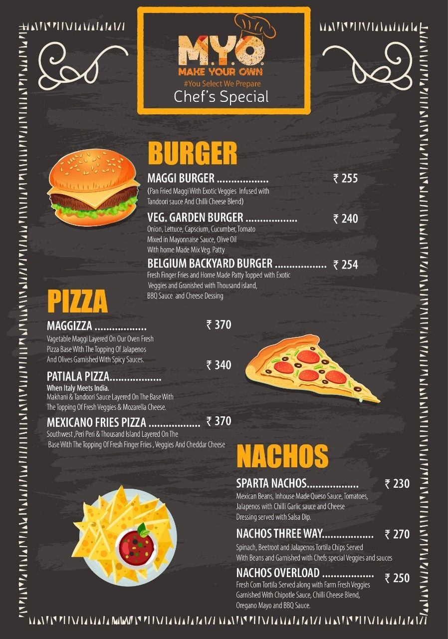 Menu Of M Y O Make Your Own Borivali West Western Suburbs