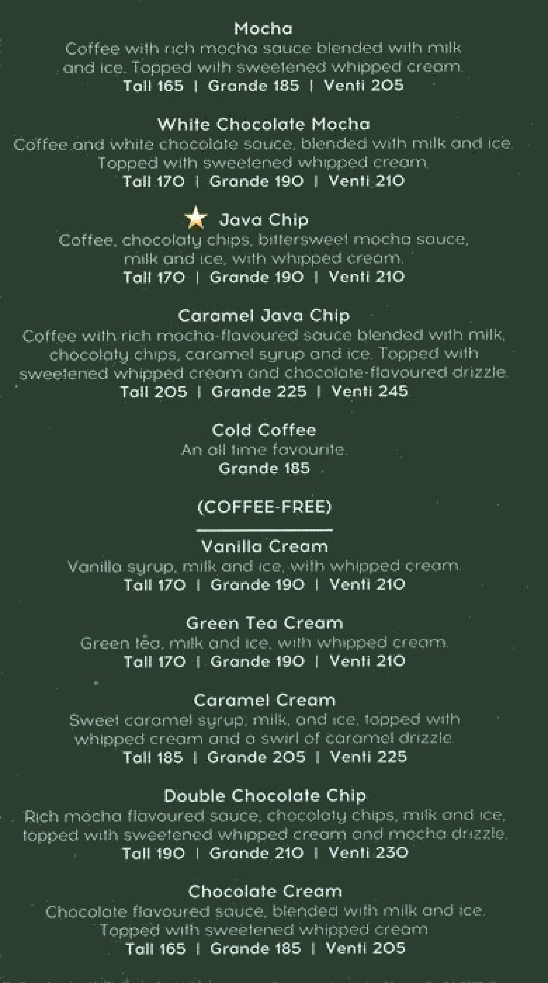 Menu Of Starbucks Coffee, Powai, Central Mumbai, Mumbai 