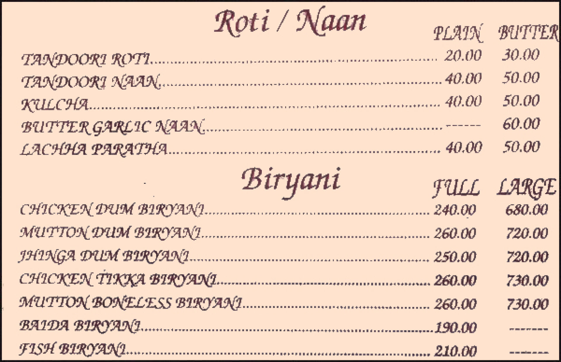 Menu Of Borivali Biryani Centre, Mira Road, Western Suburbs, Mumbai ...