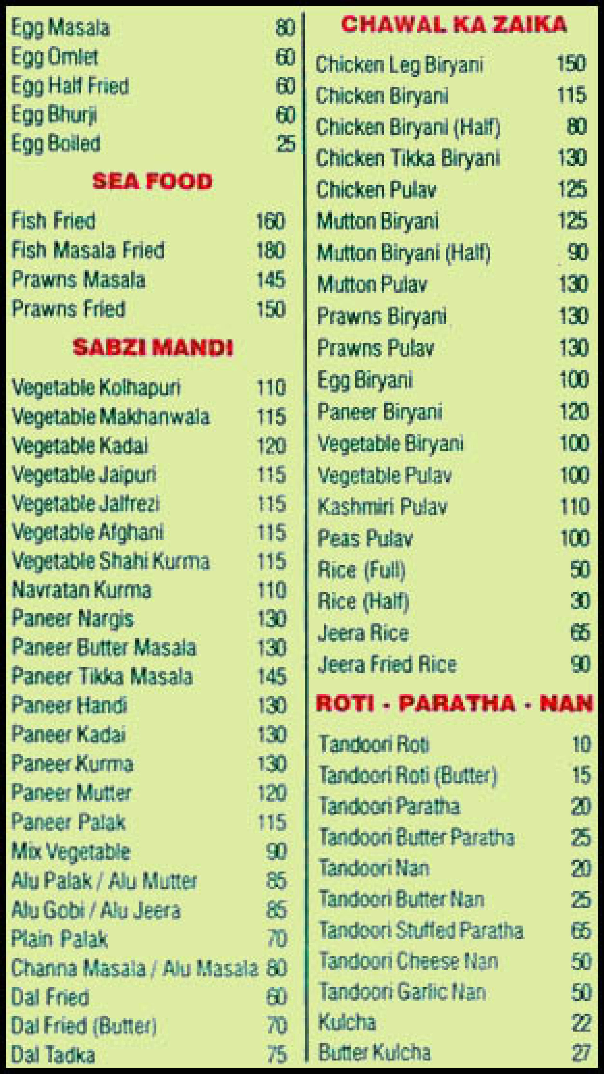 Menu of Moti Mahal Restaurant, Andheri West, Western Suburbs, Mumbai ...