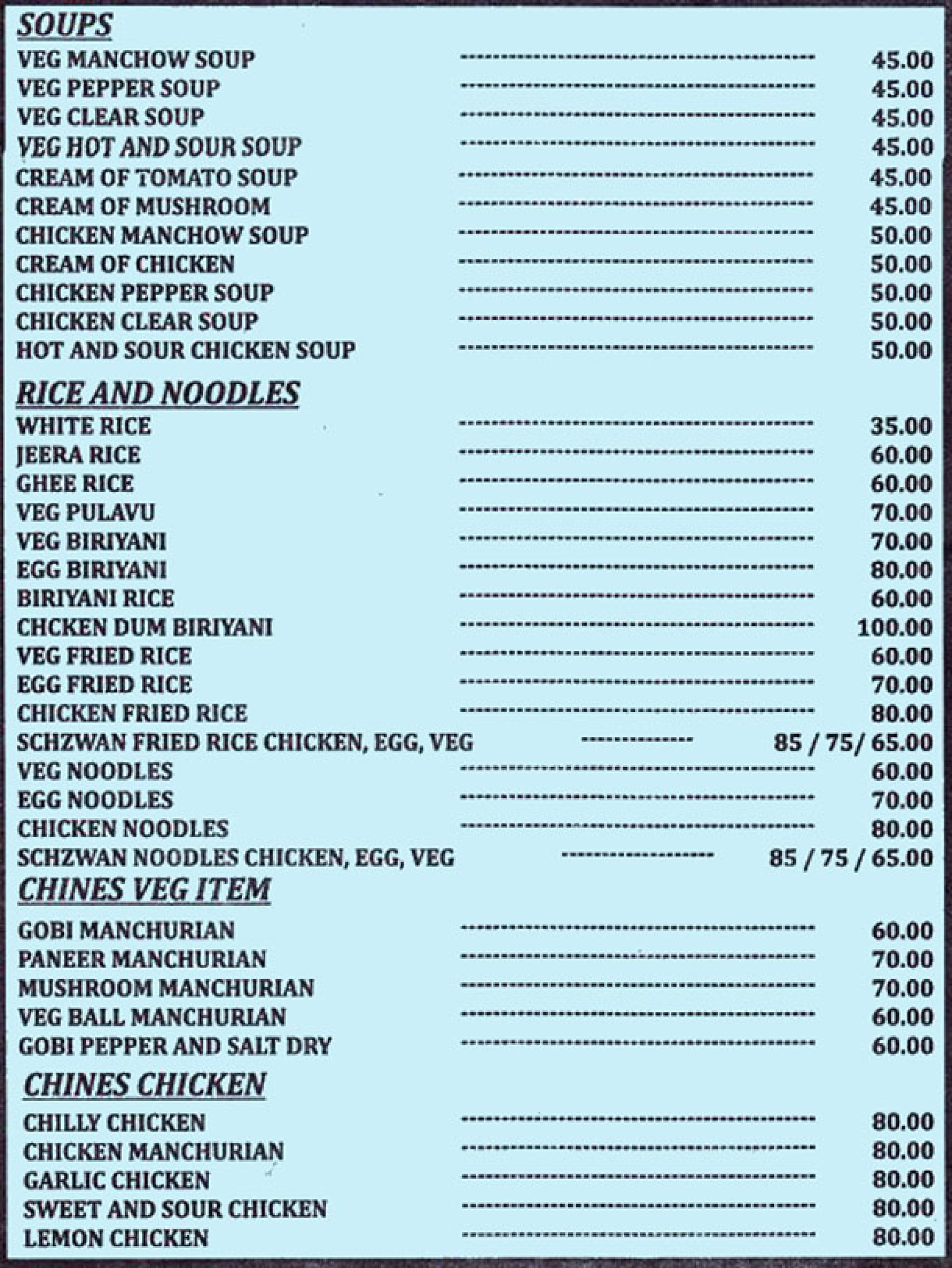 salt and pepper restaurant menu