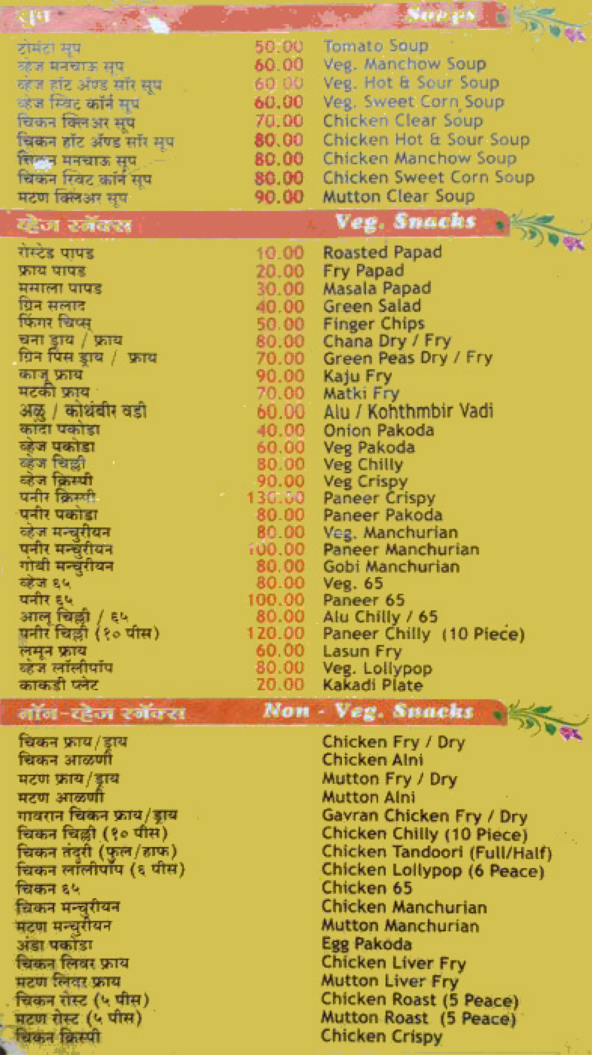 Menu of Hotel Dwarka, Bhosari, Pune, Pune | EazyDiner