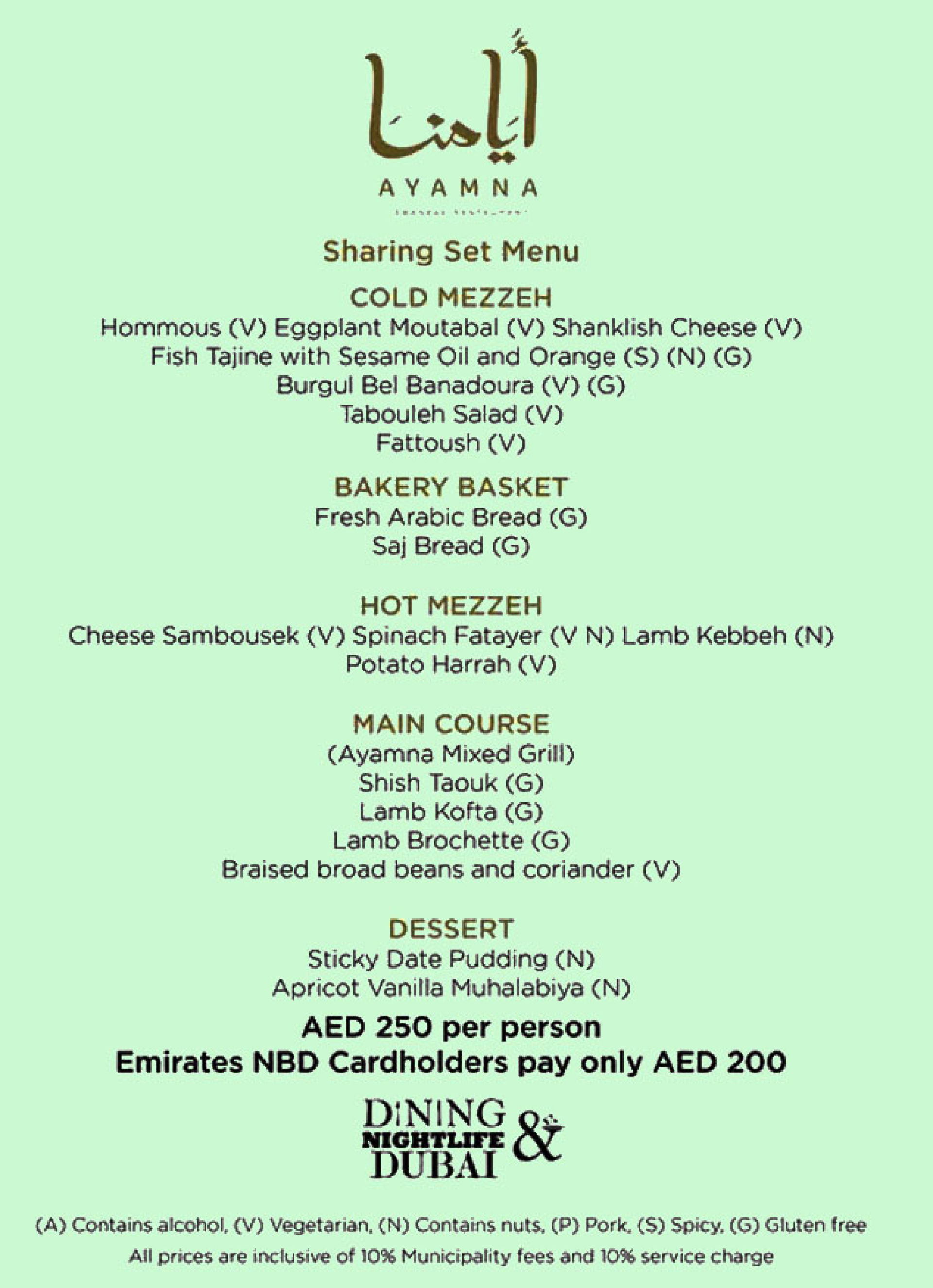 Menu of Ayamna, Atlantis The Palm, Dubai, Dubai EazyDiner