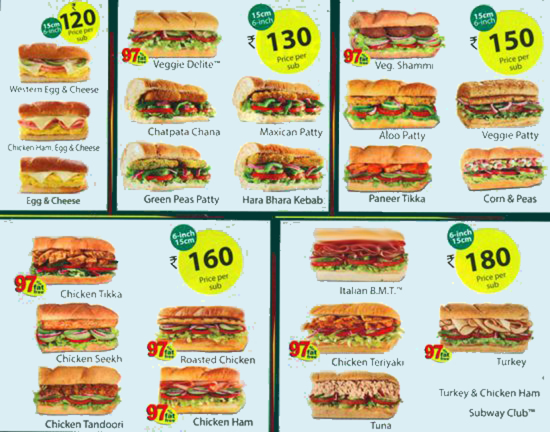 Menu of Subway, Baga, North Goa, Goa | EazyDiner