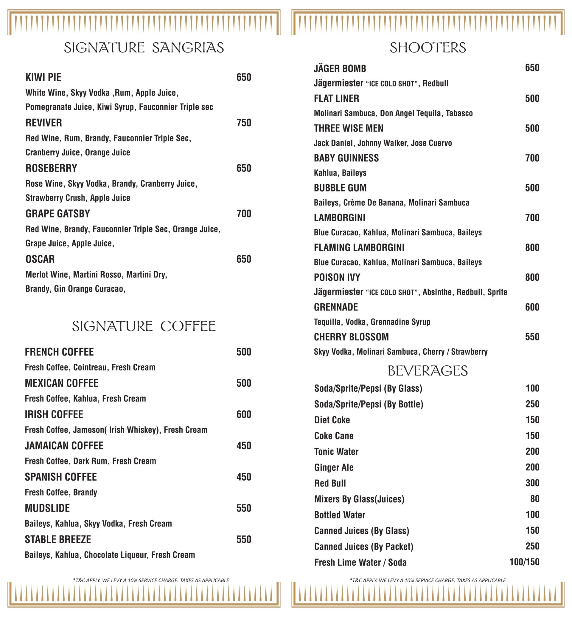 Menu of The Stables Restaurant & Bar, Marol, Central Mumbai, Mumbai ...