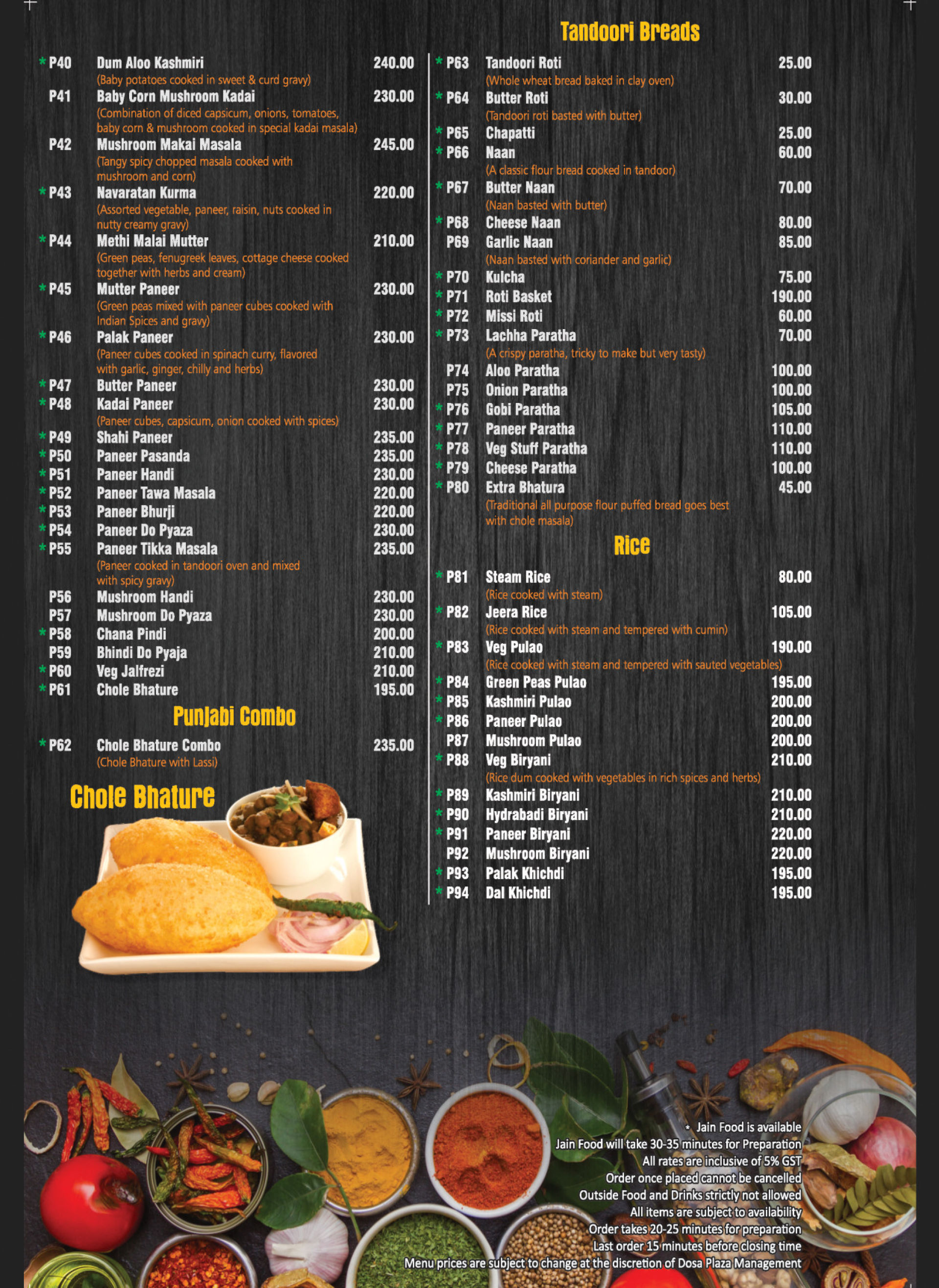 Menu of Dosa Plaza | Dosa Plaza Menu, Calangute, North Goa- EazyDiner