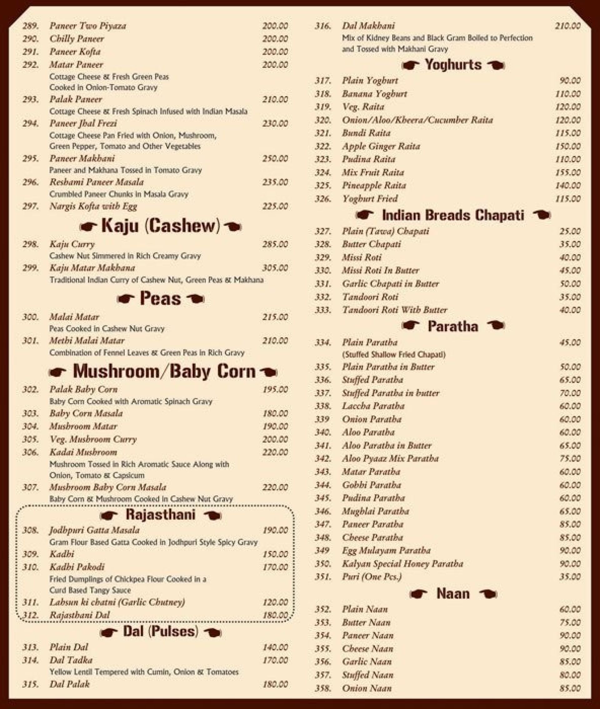 Menu of Kalyan Rooftop And Indoor Restaurant, Gopalbari, Jaipur, Jaipur ...