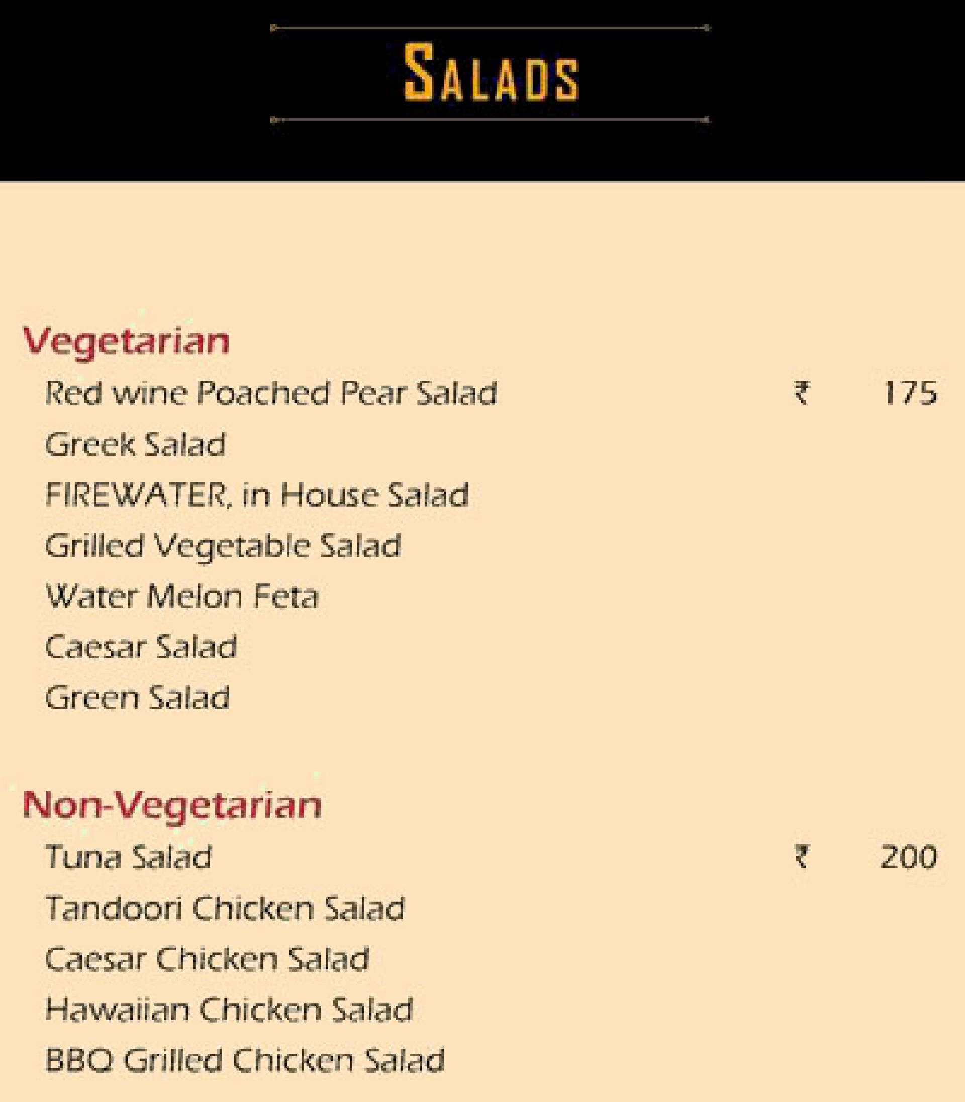 Menu Of FIREWATER Kitchen Bar Hitech City Hyderabad Hyderabad