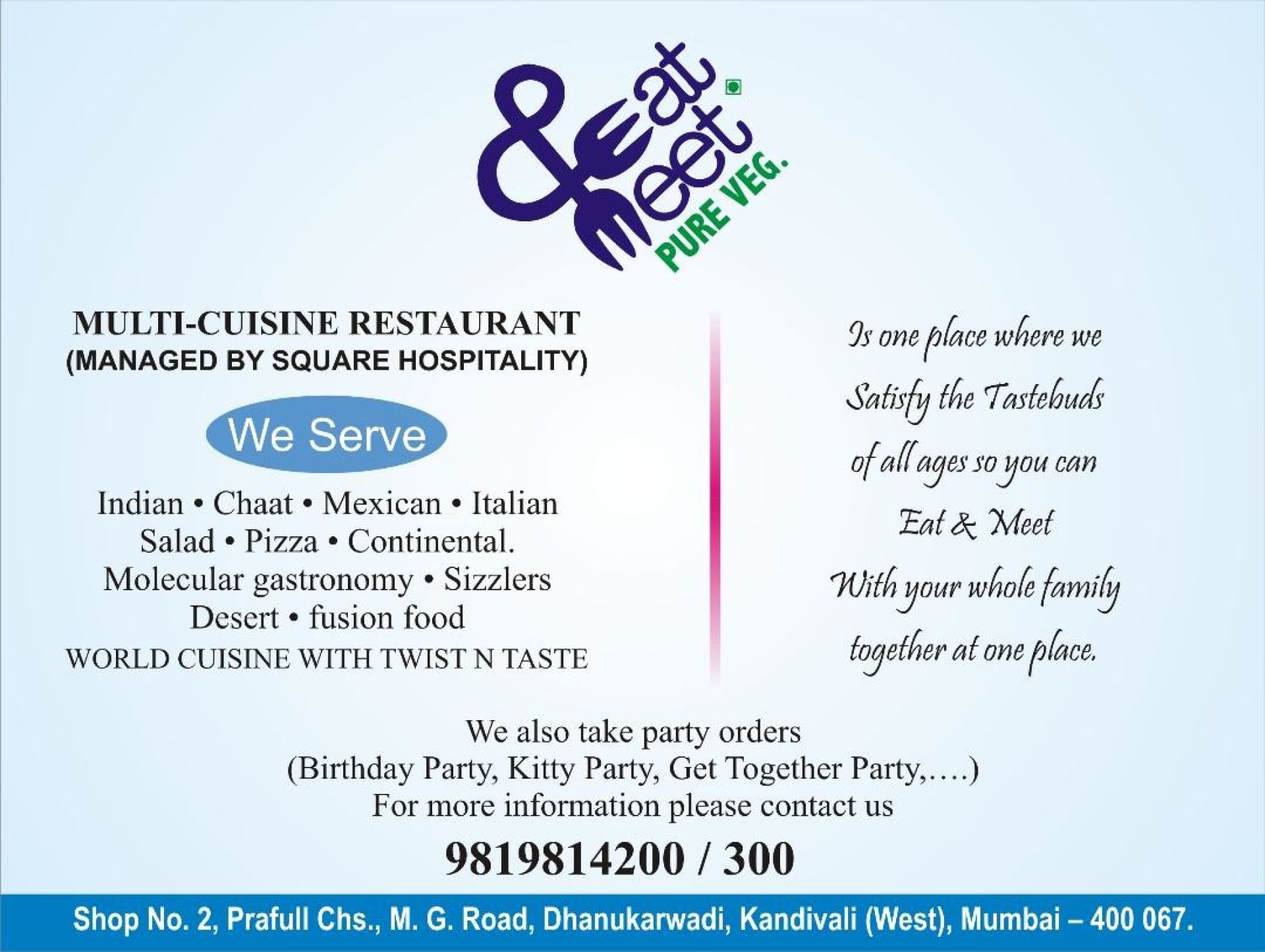 Menu of Eat & Meet | Eat & Meet Menu, Kandivali West, Western Suburbs ...