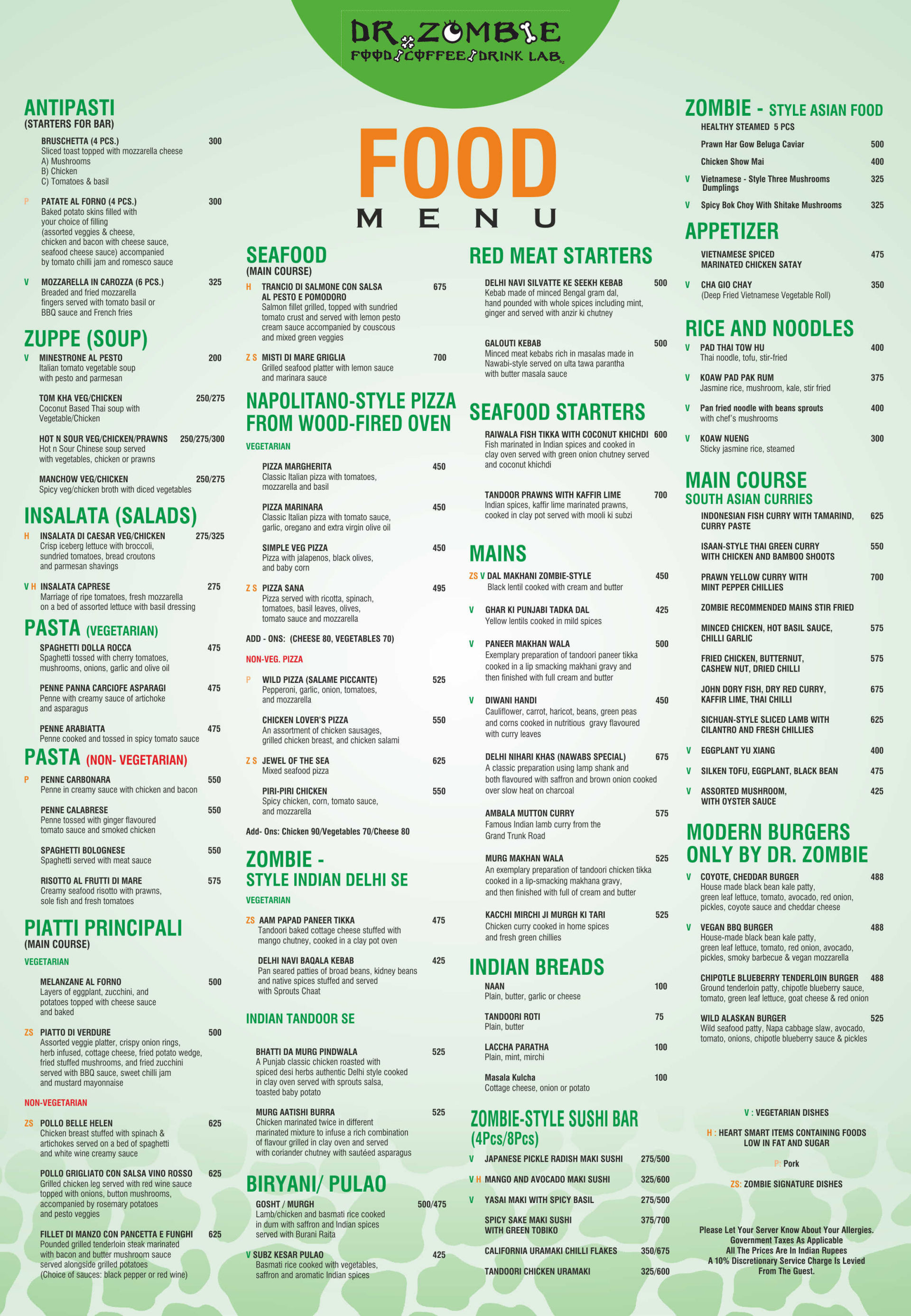 Dr. Zombie, Connaught Place (CP), Delhi NCR Restaurant, Menu and