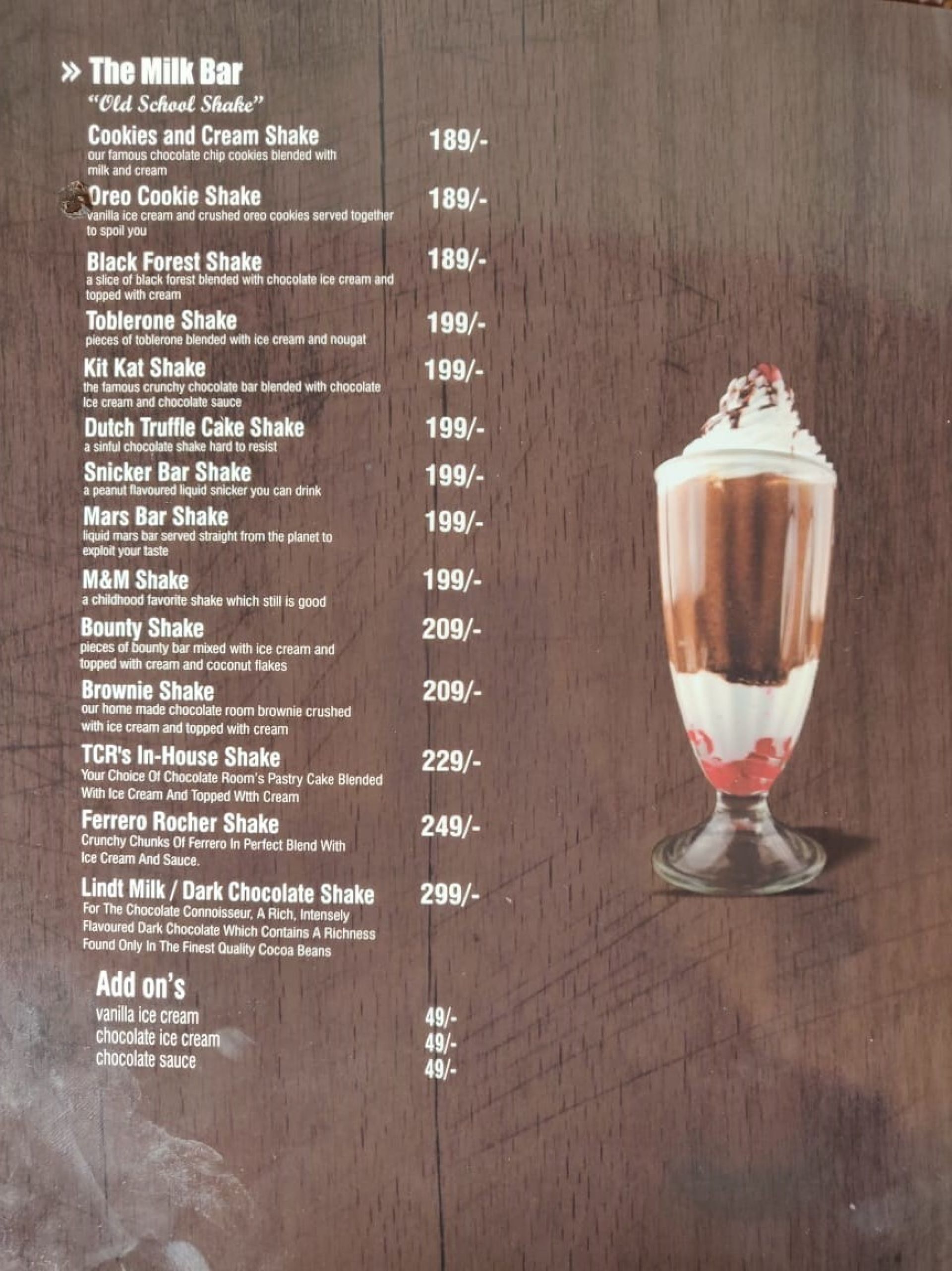 Menu Of The Chocolate Room Fatehabad Road Agra Agra