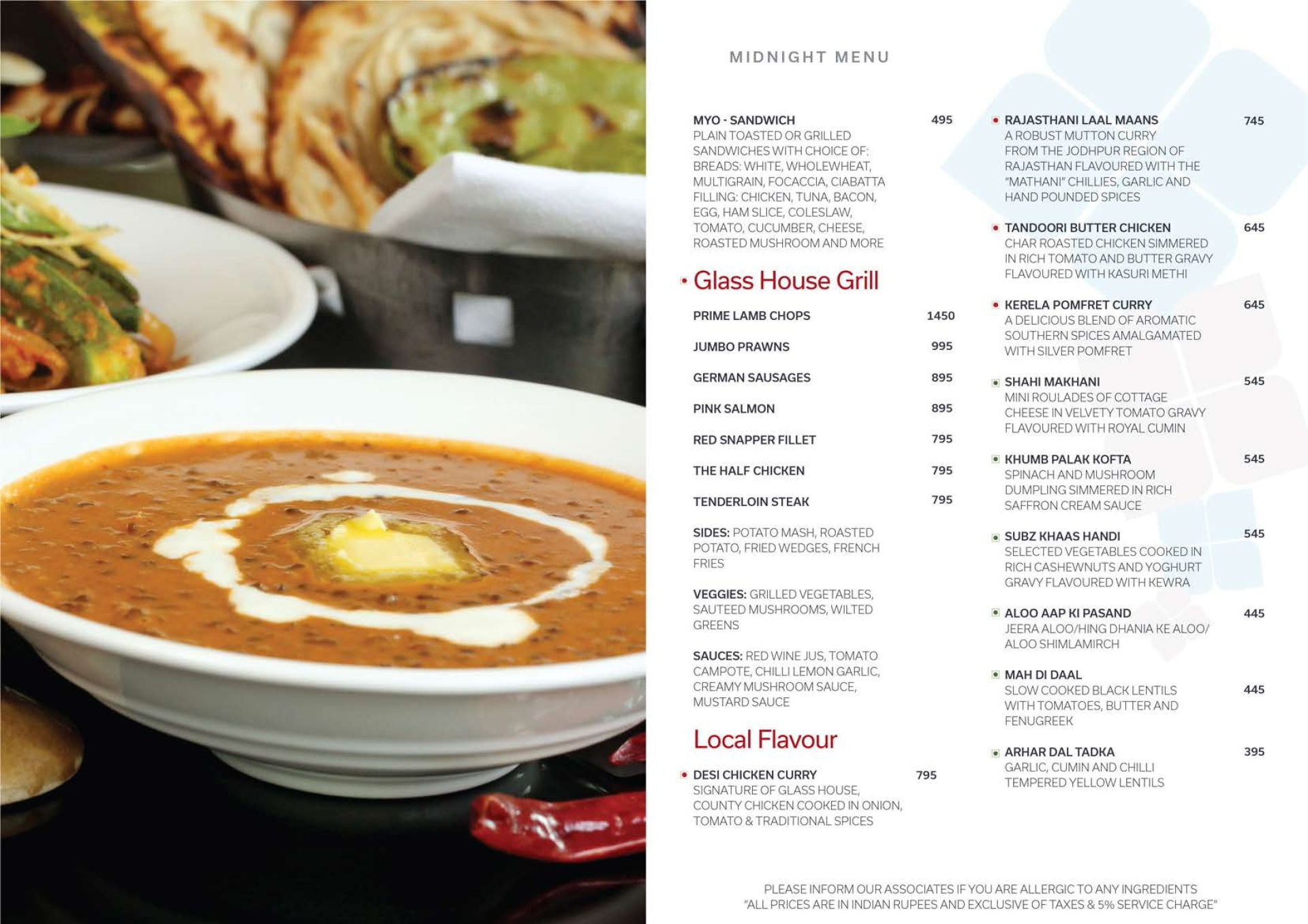 Menu of Glass House, Hilton Garden Inn, Gurgaon, Delhi NCR | EazyDiner