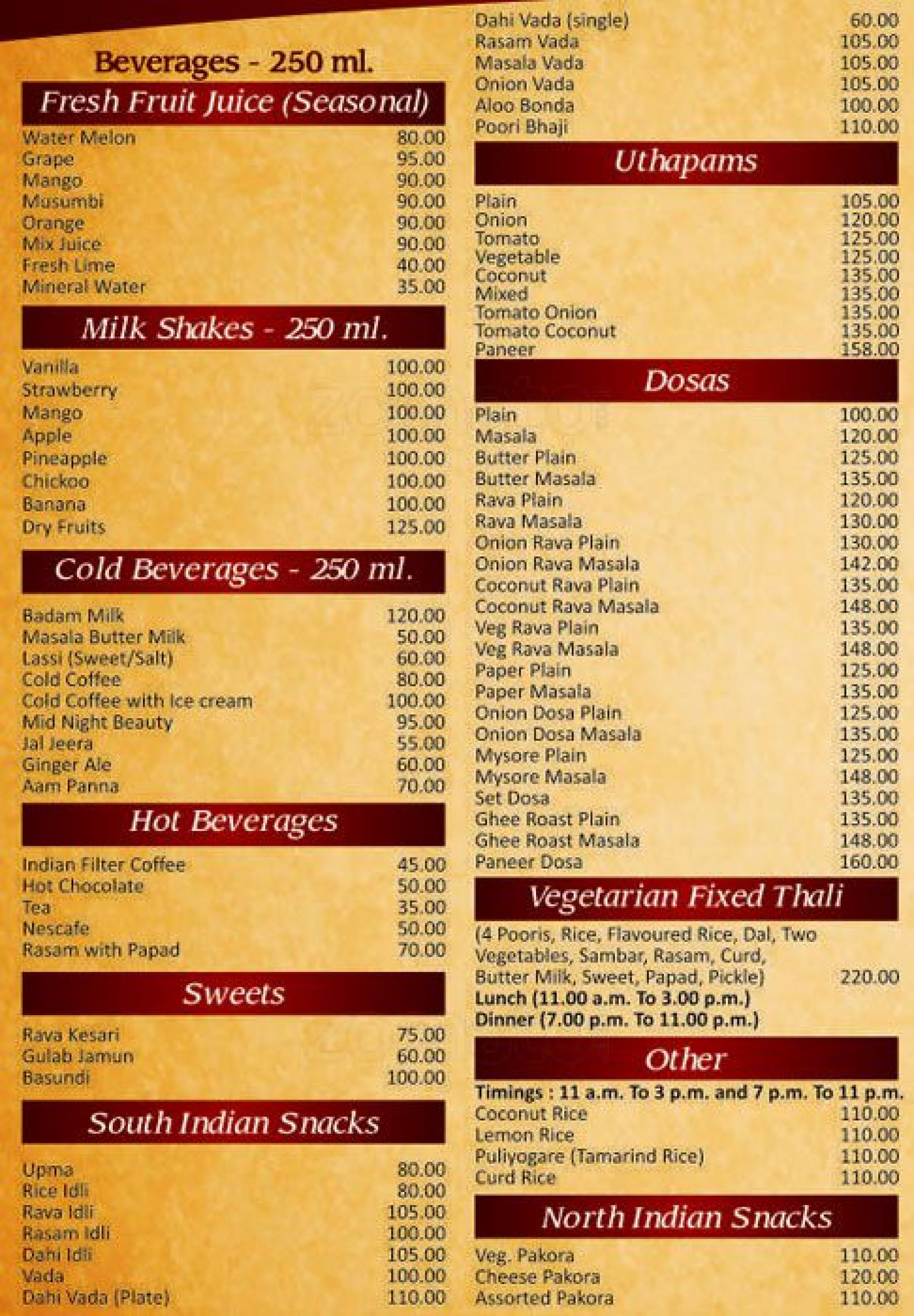 Menu Of Sonu South Indian Restaurant Paharganj Central Delhi Delhi 