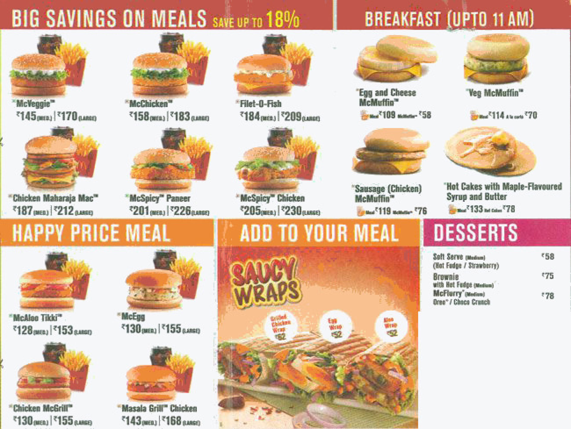 Menu of McDonalds, Colaba, South Mumbai, Mumbai | EazyDiner