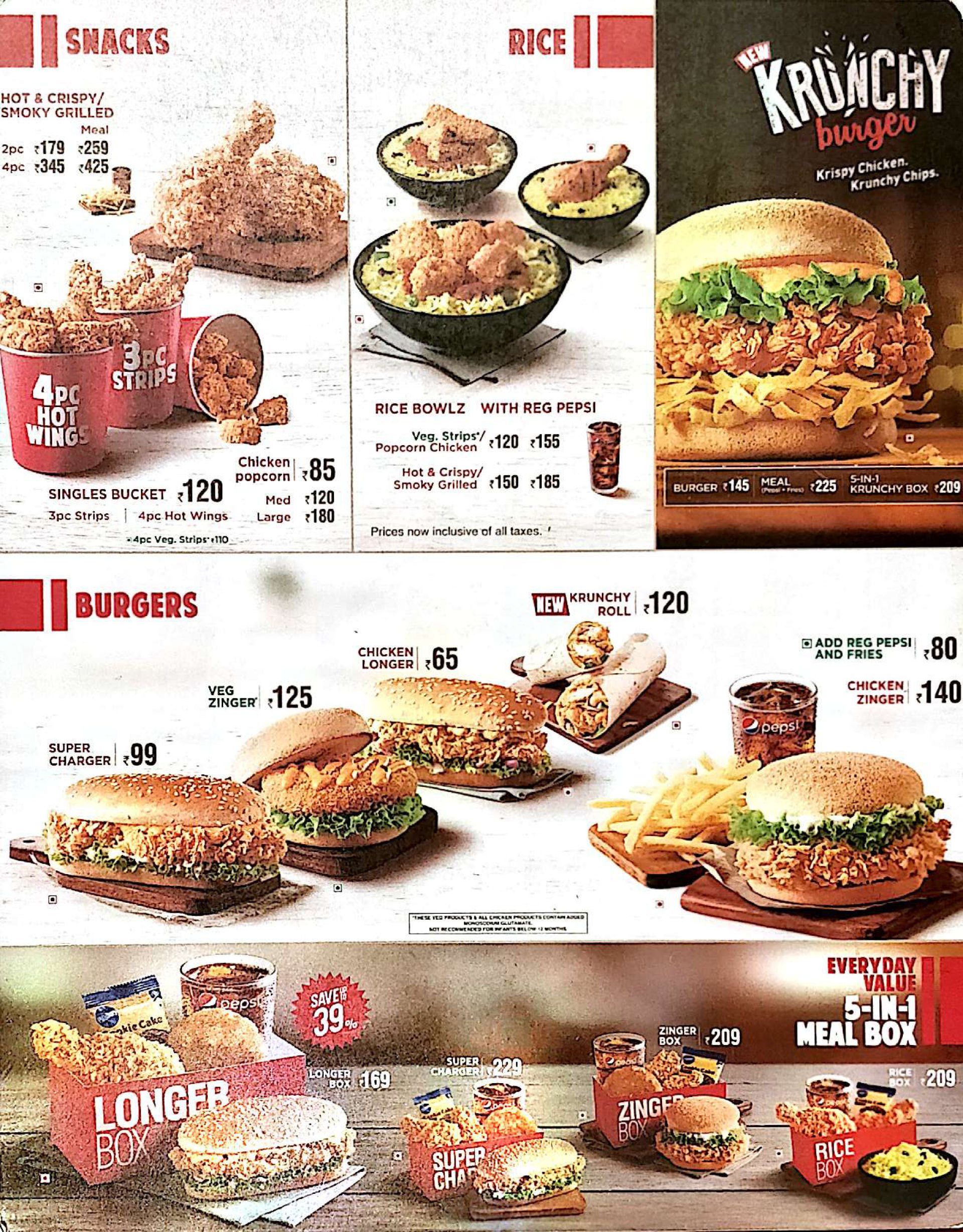 Menu of KFC, R Deccan Mall, JM Road, Pune | EazyDiner