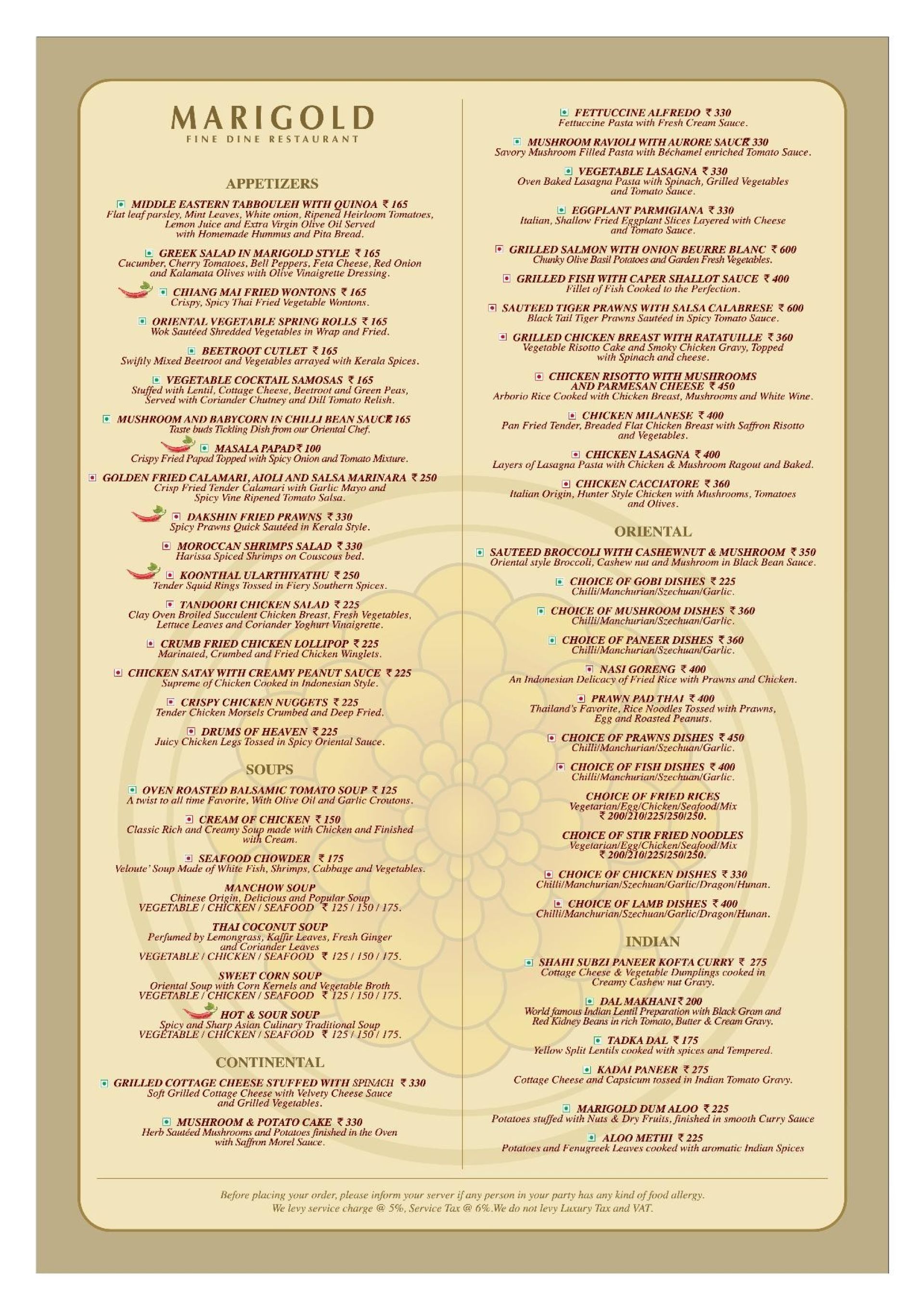 Menu Of Marigold Fine Dine Restaurant Whitefield East Bengaluru   Menu01499927936057 