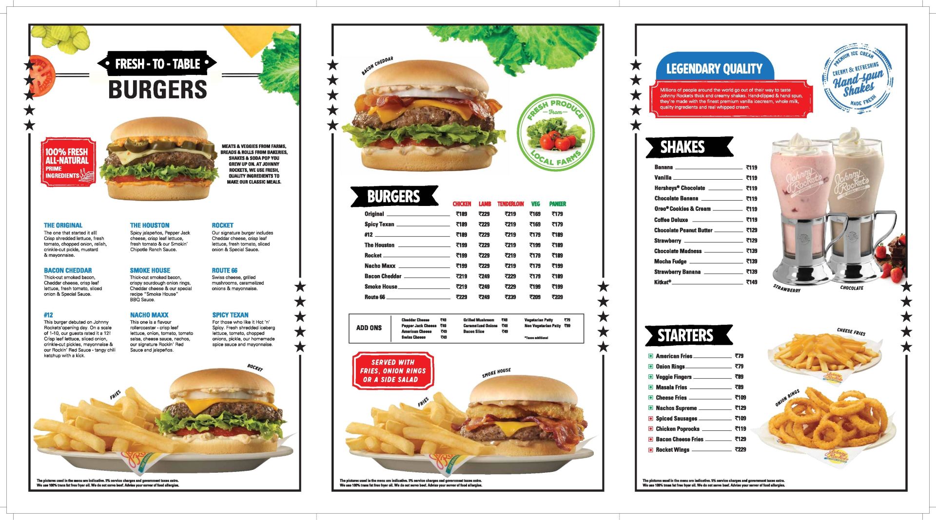 Johnny rockets six flags menu