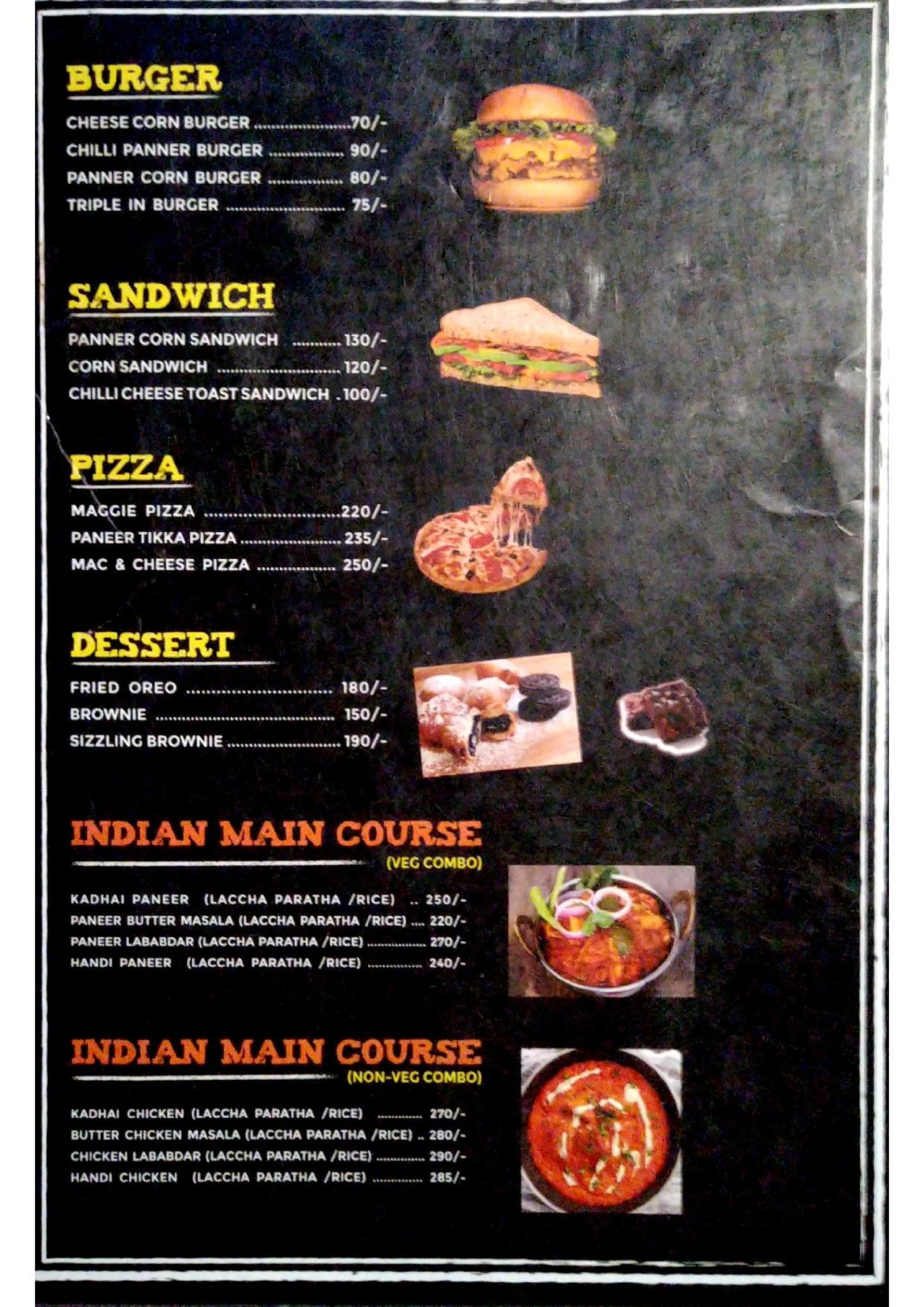 Cafe Menu Ideas In India